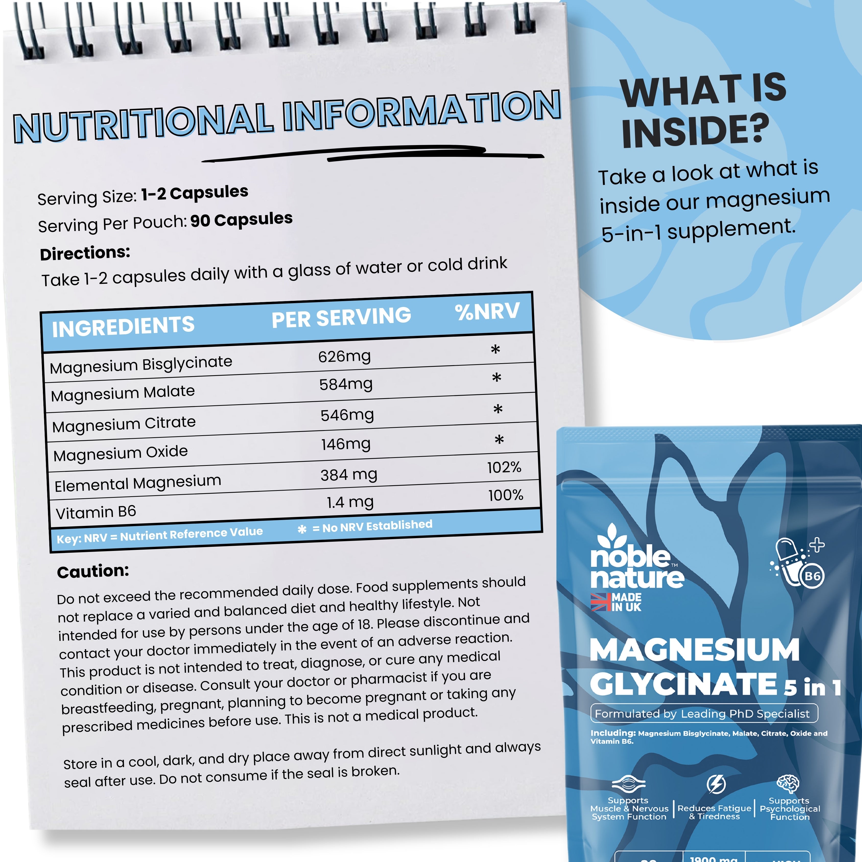 Magnesium Glycinate 5 in 1 high strength Capsules