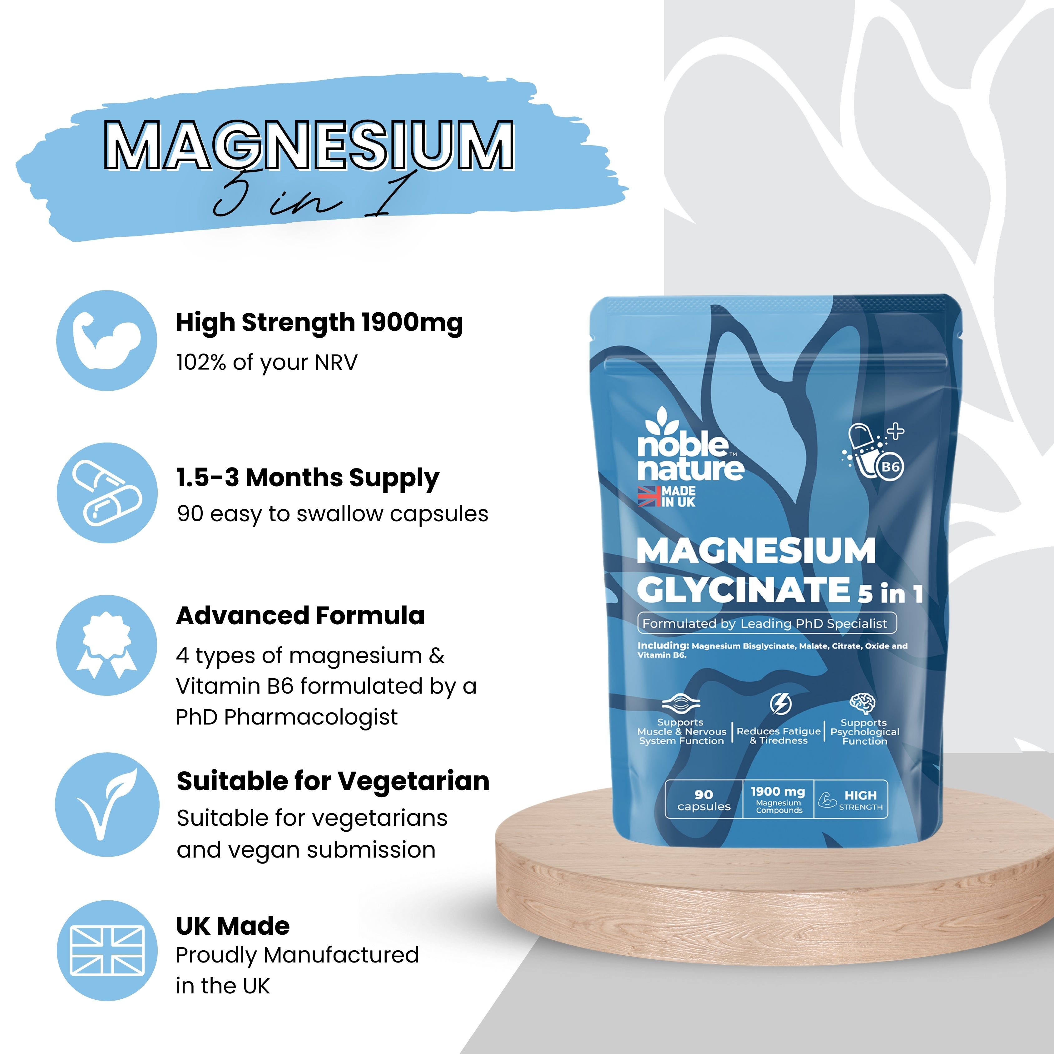 Magnesium Glycinate 5 in 1 high strength Capsules